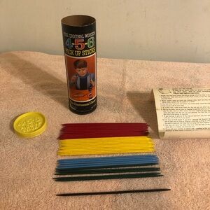 Vintage 1966 Lakeside Toys Wood 4 5 6 Pick Up Sticks With Instructions #8316